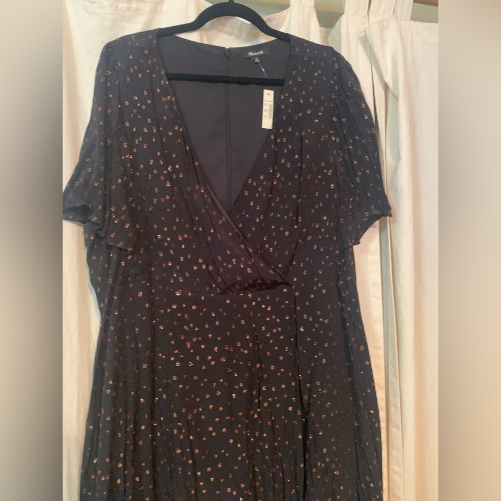 Madewell Black Dress with Copper Sparkle Accents